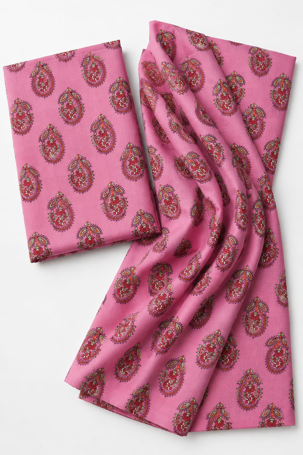 Pink Paisley Print 2-Piece Unstitched Suit
