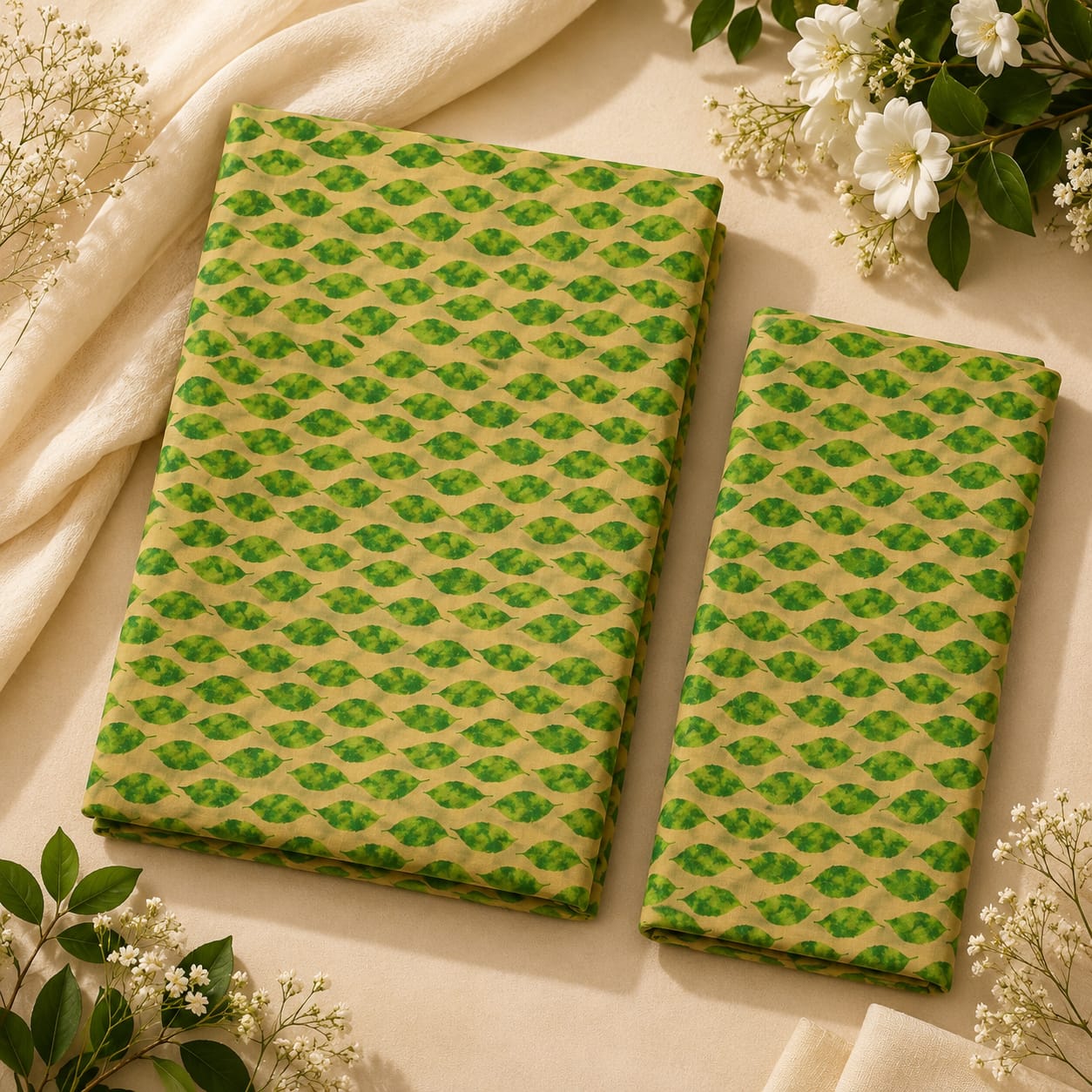 Green Geometric Print 2-Piece Stitched Suit